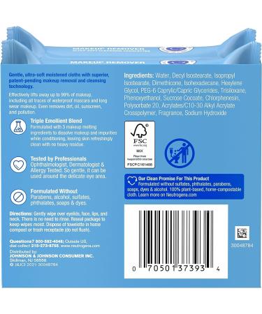 Neutrogena Makeup Remover Cleansing Face Wipes - Twin Pack (2x25 Count) | Alcohol-Free, Removes Waterproof Makeup & Mascara - Buy Online on GoSupps.com