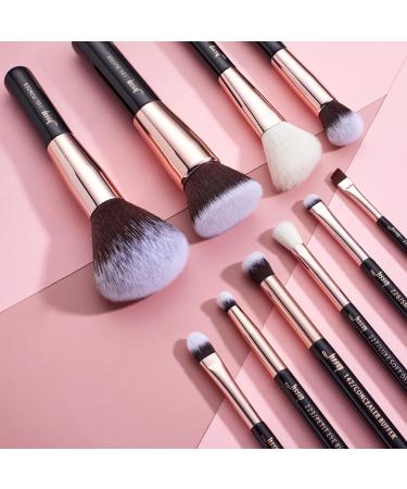 Jessup 10-Piece Makeup Brush Set - Black/Rose Gold - Eyeshadow Concealer & Eyeliner Brushes | International Shipping Available - Buy Online on GoSupps.com