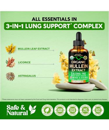 NUTRAHARMONY Mullein Drops for Lungs Organic Mullein Extract - 4 Fl Oz. - Buy Online on GoSupps.com