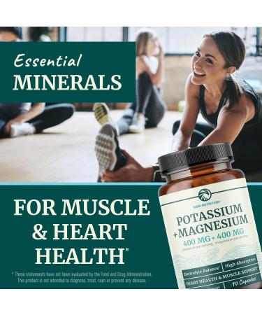 Potassium Magnesium Supplement | High Strength Electrolyte Balance for Heart Health & Muscle Support | 400 MG Potassium + 400 MG Magnesium | Energy Bone Health Sleep & Mood Support | 90 Ct. Potassium 90ct. - Buy Online on GoSupps.com