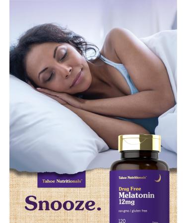 Tahoe Nutritionals Melatonin 12 mg | 120 Quick Release Capsules | Drug Free Supplement | Non-GMO Gluten Free - Buy Online on GoSupps.com
