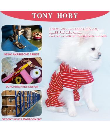 Tony Hoby Dog Suit | Soft Cotton Pile Overall for Men & Women - Striped 4-Legged Sleepwear | Red-Boy - Buy Online on GoSupps.com