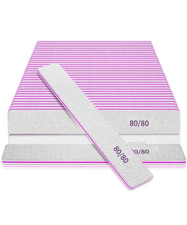 50 pieces nail file nail file 80/80s grit nail files for gelail acrylic nails nail filing double-sided for nail studio at home grinding boards nail files polish manicure nail art grain 80-50 piece