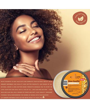 Organic Ashanti Naturals Whipped Shea Butter | Pure Unrefined Shea Butter from Ghana with Coconut and Almond Oil | Fragrance-Free Souffle 8 oz - Buy Online on GoSupps.com