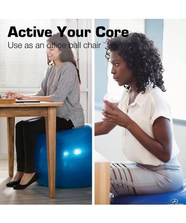 ProBody Pilates Ball Exercise Yoga Ball Multiple Sizes Stability Chair - Gym Grade Birthing Ball for Pregnancy Fitness Balance Workout - Blue 65 cm - Buy Online on GoSupps.com