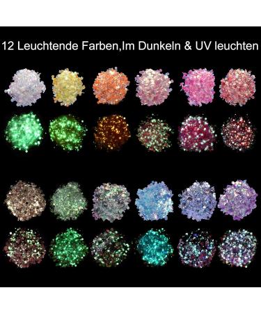 Shop Lynlon 12 Colors Glitter Face & Body Sequins - Festival Makeup Hair Nail DIY Epoxy Resin & Halloween Sparkle - Buy Online on GoSupps.com