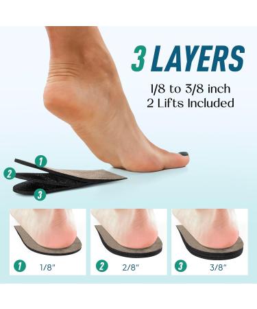 Adjustable Heel Lifts for Men & Women - 3 Layers (1/8" to 3/8") | Height Discrepancy & Achilles Tendonitis | Comfortable Shoe Inserts - Buy Online on GoSupps.com