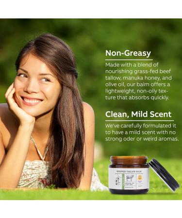 LOPIANY Beef Tallow for Skin Beef Tallow and Honey Balm All-Natural Face Body Moisturizer Nourishes and Hydrates the Skin Grass Fed Whipped Balm Infused with Raw Wild Honey 2oz - Buy Online on GoSupps.com