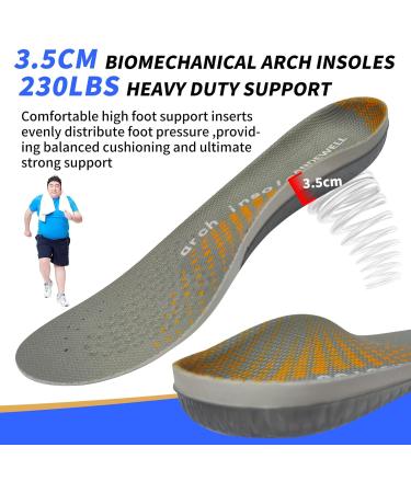 Fasciitis Arch Support Insoles for Men & Women - Comfort & Pain Relief (Sizes 6 & 5-7) - Grey & Black - Buy Online on GoSupps.com