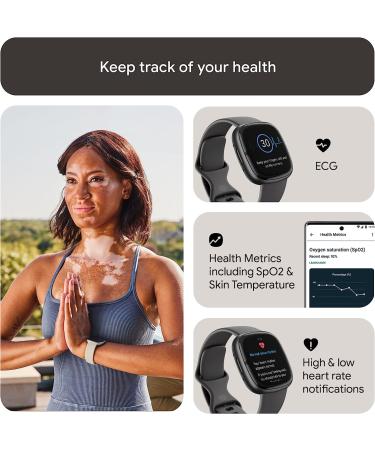 Fitbit Sense 2 Advanced Health & Fitness Smartwatch | Manage Stress & Sleep | ECG, SpO2, 24/7 Heart Rate, GPS | Shadow Grey/Graphite | One Size with S & L Bands - Buy Online on GoSupps.com