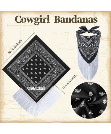 Cowboy Hat Disco Fringed Bandana | Adjustable Neck String | Paisley Bandanas for Women Men - Black - Buy Online on GoSupps.com