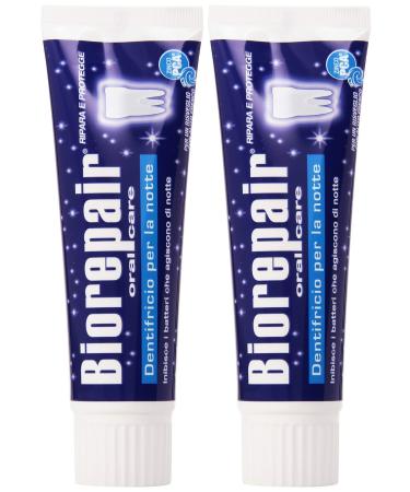 Biorepair: Dentifricio per la Notte (Intensive Night Repair) Toothpaste with microRepair 2.5 Fluid Ounce (75ml) Tube (Pack of 2) Italian Import  - Buy Online on GoSupps.com