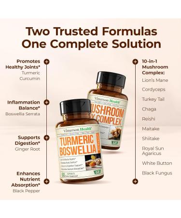 Boswellia Turmeric Curcumin Supplement + 10-in-1 Mushroom Powder Supplement Bundle Supports Joint Health Memory & Focus with Ginger Organic Turmeric Powder Lion s Mane Reishi Mushroom & More - Buy Online on GoSupps.com