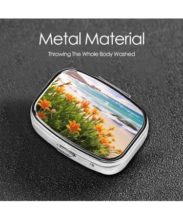 Flowers at The Beach Small Pill Box - 2 Compartment Travel Organizer for Purse & Pocket Gifts - Buy Online on GoSupps.com