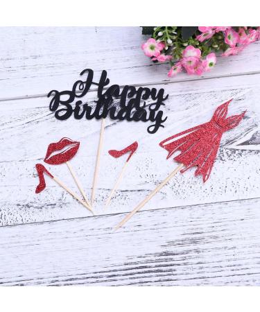 BESTOYARD 2 Sets Cake Toppers Glitter High Heel Shape Cupcake Toppers for Happy Birthday Party Decor (Red) - Buy Online on GoSupps.com