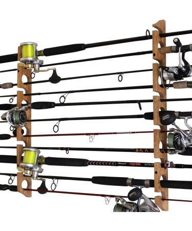 Rush Creek Creations 11 Fishing Rod Storage Rack for Wall/Garage American Cherry Laminate