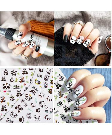 Panda Nail Art Stickers - 3D Cute Pandas with Bamboos and Flowers - Pack of 5 Sheets - for Nail Design, Manicure, DIY Decor, Kids Crafts - 3.1x3.9 Inch - Buy Online on GoSupps.com