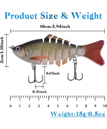 5pcs Segmented Multi Jointed Swimbaits for Bass Trout | Slow Sinking Bionic Hard Bait for Freshwater Saltwater Fishing - 3.94 inch, 0.5oz - Buy Online on GoSupps.com