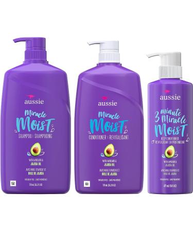 Aussie Total Miracle Shampoo Conditioner 3 Minute Miracle Treatment + Miracle Moist Shampoo and Conditioner Bundle - Buy Online on GoSupps.com