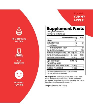 Keto ACV Gummies 1000mg for Advanced Weight Loss | Apple Cider Slimming Gummy for Detox & Metabolism | 60 Vegan Gummies - Buy Online on GoSupps.com