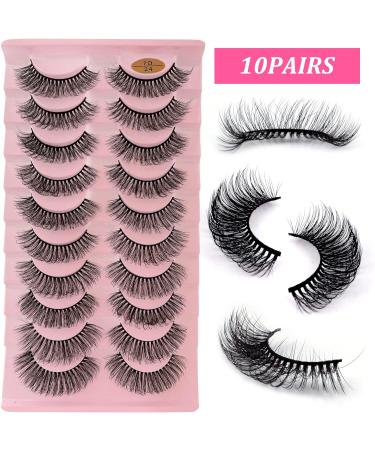 7D24 Russian Strip Lashes | Reusable Natural Look | 10 Pairs Faux Mink | Fluffy Volume Wispy Fake Eyelashes - Buy Online on GoSupps.com