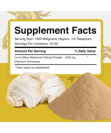 Addictive Wellness Lions Mane Supplement Powder, Premium Quality Lions Mane Mushroom Powder Dual-Extract Nootropic, Sugar Free, Vegan & Paleo Friendly Lion's Mane Mushroom Supplement - 1500 mg 1.76 Ounce (Pack of 1) - Buy Online on GoSupps.com