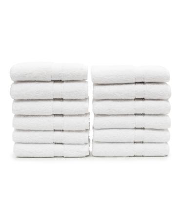 LT Elite Luxury Hotel & Spa Collection Premium Turkish Terry Cotton Washcloth Set  12 Washcloths  White White 12 Washcloths