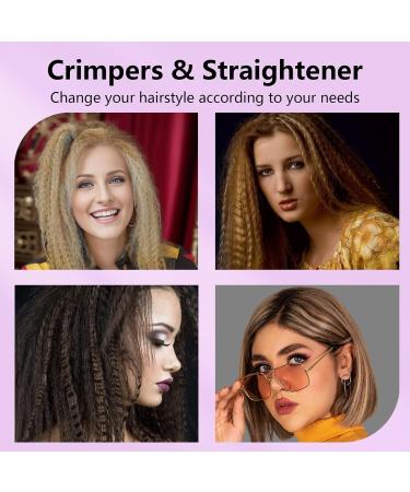 HCAH Hair Crimpers with 4 Interchangeable Plates - Adjustable Temperature Iron for Fluffy Hairstyle Waves | Purple - Buy Online on GoSupps.com