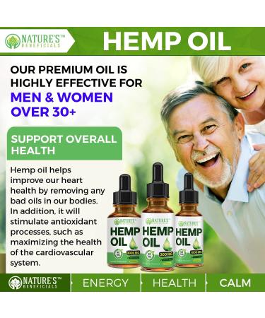 Nature's Beneficials Organic Hemp Oil Extract Drops 2000mg - Omega 3 6 9 Fatty Acids - Non-GMO Ultra-Pure CO2 Extract - Buy Online on GoSupps.com