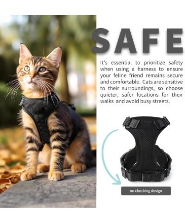 SOKANA Cat Harness and Lead Set for Walking Escape Proof - Lightweight Secure Kitten Harness and Lead Set also for Dogs Puppy Pet Small Size | Black - Buy Online on GoSupps.com
