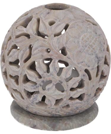 Buy GURU SHOP Indian Scented Potpourri Container - Soapstone Tealight & Ball Flowers - Cream-White - 8.5x8x8 cm | Fragrance & Oil Lamps International Shipping - Buy Online on GoSupps.com