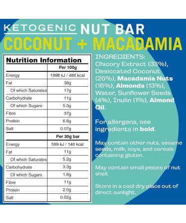Fatt Keto Nut Bars - Coconut & Macadamia 15-Pack - Low-Carb Clean Keto Bar Snack with Super Fats - Vegan & High Fiber - 3g Carbs - 100% Natural - Sweetener Free - Aka Fattbar Coconut & Macadamia - Buy Online on GoSupps.com