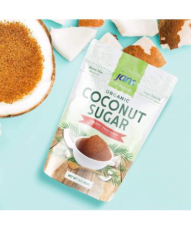 Jans Organic Coconut Sugar 16 oz - Gluten-Free, Non-GMO, Low Glycemic - Paleo & Vegan Friendly - Buy Online on GoSupps.com