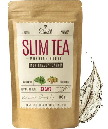 SLIM TEA - Morning Energy Booster - Detox Tea - Moringa Green Tea Mate Ginger Hibiscus Horsetail Dandelion Guarana Pineapple Cardamom - Antioxidants - All Natural Herbal Tea Infusion 100g - Buy Online on GoSupps.com