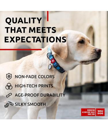Shop Waudog Adjustable Nylon Dog Collar - Ethno Blue for Large & Medium Dogs (31-49 cm 25 mm Width) | Durable & Stylish Neck Band - Buy Online on GoSupps.com