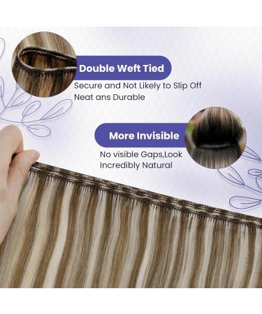 LAAVOO Real Hair Extensions - Light Blonde & Brown Highlights Sew In Weft 50cm 100g #p8/60 - Buy Online on GoSupps.com