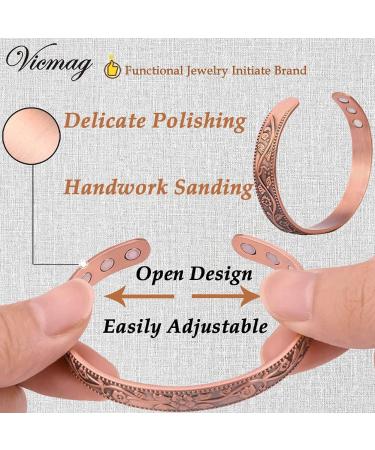 Vicmag Copper Bracelet for Women Men | 6X Ultra Strength Magnets | 99.99% Solid Pure Copper | Adjustable Size | Gift Box | Copper Flower - Buy Online on GoSupps.com