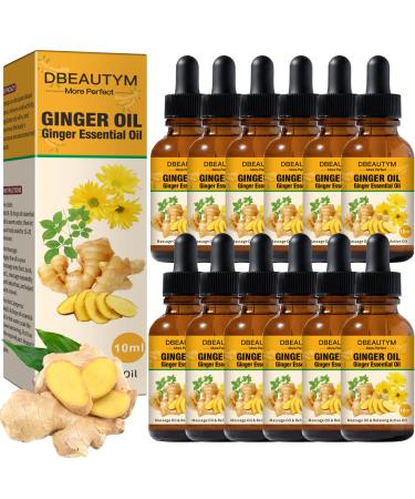 12 Pack Ginger Oil Lymphatic Drainage Massage Oil, Belly Drainage Ginger Oil, Lymphatic Drainage Ginger Oil - Arnica Ginger Oil for Lymphatic Drainage, Plant Aroma Oil Ginger Essential Oil Gift Set