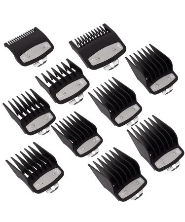 Clipper Guards Cutting Guides with Metal Clip Compatible with Wahl Clipper -Attachment #3171-500 -1/8” to 1”,Replacement Hair Guides Combs Set Fits for Most Full Size Hair Clippers/Trimmers (Black)
