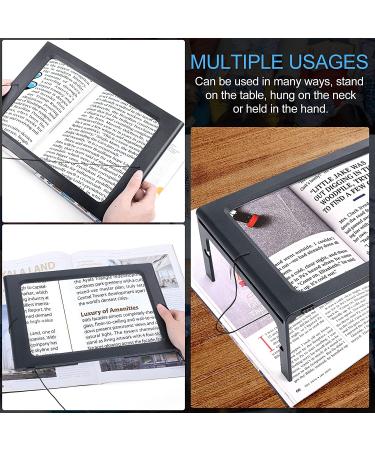 3X Large Lighted Magnifying Glass with 12 LED Lights | Foldable Hands-Free Reading Magnifier for Low Vision and Seniors - Black - Buy Online on GoSupps.com