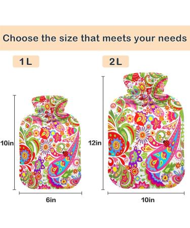 NAANLE Colorful Hot Water Bottle with Cover | Ethnic Paisley Pattern | 1L for Pain Relief & Cold Therapy - Buy Online on GoSupps.com