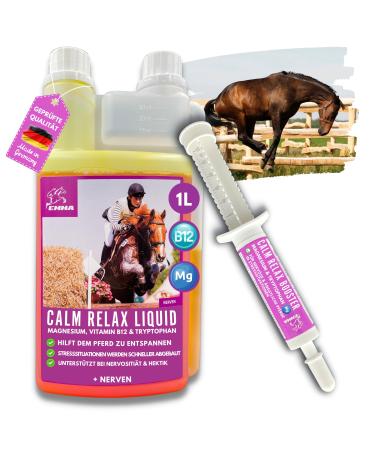 Emma magnesium horse 1l 30ml paste & liquid for relaxation calming horse i calm relax horses nerve i anti-stress nerve strength l tryptophan in fear stress transport serenity nervous horses