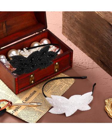 1920s Vintage Flapper Headbands - Leaf & Pearl Women's Hair Accessories | 2 Pack for Costume & Dress - Buy Online on GoSupps.com