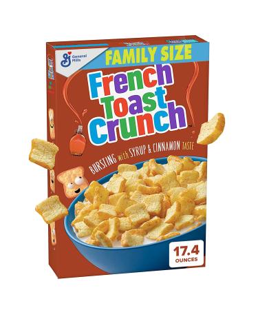 French Toast Crunch Breakfast Cereal, Crispy Sweetened Corn Cereal, 17.4 oz. Family Size Cereal Box