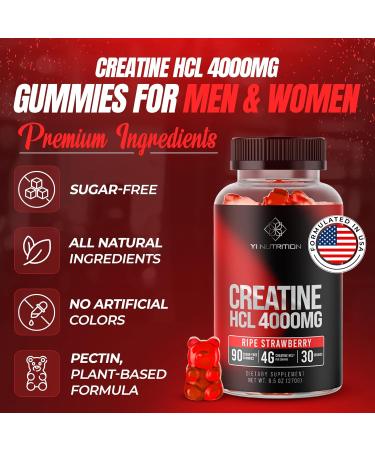 Creatine HCL Gummy - World's First 4000MG Creatine HCL Gummies 90 Count (90 Count) 90 Count (Pack of 1) - Buy Online on GoSupps.com