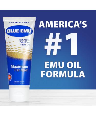 Blue Emu Arthritis Maximum Pain Relief Cream with Emu Oil 3oz - Topical Solution for Muscles, Joints, and Strains - Buy Online on GoSupps.com