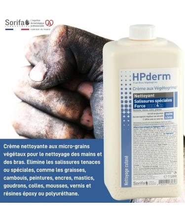 SORIFA Pack of 3 - HPderm Vegetogrins Cleansing Cream Strength 4 - Hands and Arms - Special Dirts - Grease Paint Ink Putty Tar Glue Foam - Soap Free - 1L Bottle - Buy Online on GoSupps.com