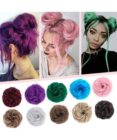 Silk-Co hair part with rubber band dutt with hair wavy soft bun hair part with rubber band 45 g lured hair thickening hair extensions messy bun updos lila curly 45 g purple