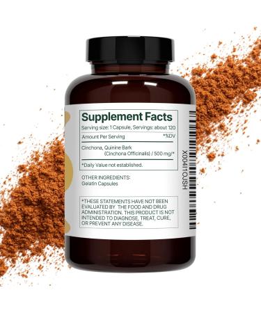 HERBANA MANUFACTURING Quinine Cinchona 120 Capsules Natural Supplement for Leg Cramps Instant Relief & Digestive Health Support Cinchona Officinalis Bark High Potency - Buy Online on GoSupps.com