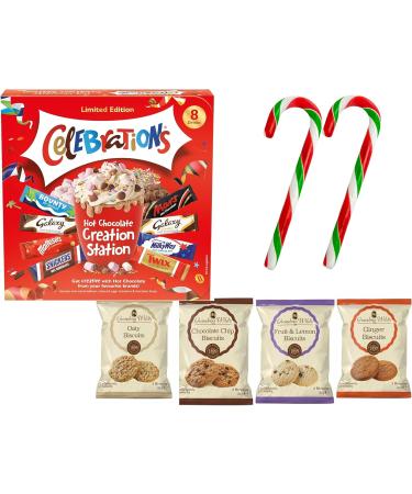 Hot Chocolate Gift Set - 8 Celebrations Hot Chocolate Sachets Gift Hamper Gift Set 3 Toppings Candy Canes Cookies - Stocking Fillers Secret Santa Gifts Christmas Eve Box Hot Chocolate Station - Buy Online on GoSupps.com